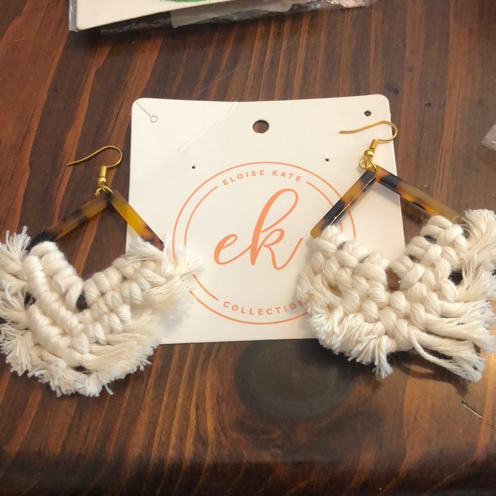 Macrame Fringe Tassel Drop Earrings